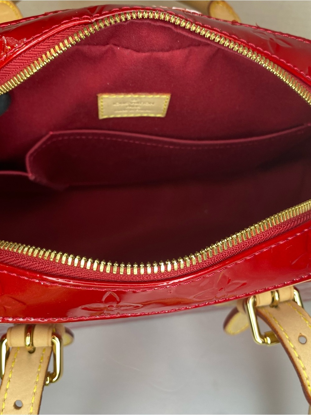 Louis Vuitton Summit Drive Red Vernis Satchel with Natural Leather Trim - Picture 10 of 12